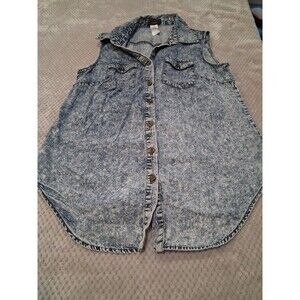mark. Avon Denim Days Sleeveless Top, 90's Acid Wash Light Blue, Cotton, Large